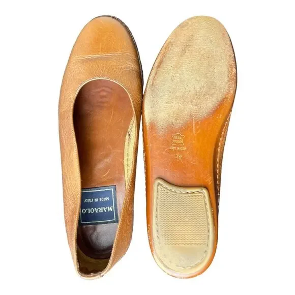 Maraolo Italian Leather Flats Loafer Womens US 8.5 EUR 39 Brown - Picture 6 of 10